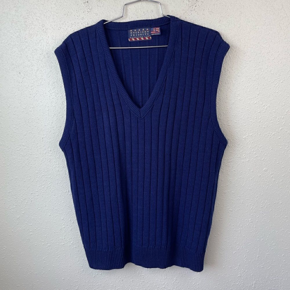 Vintage 90’s American Priority Sleeveless V-Neck Sweater Size L EUC